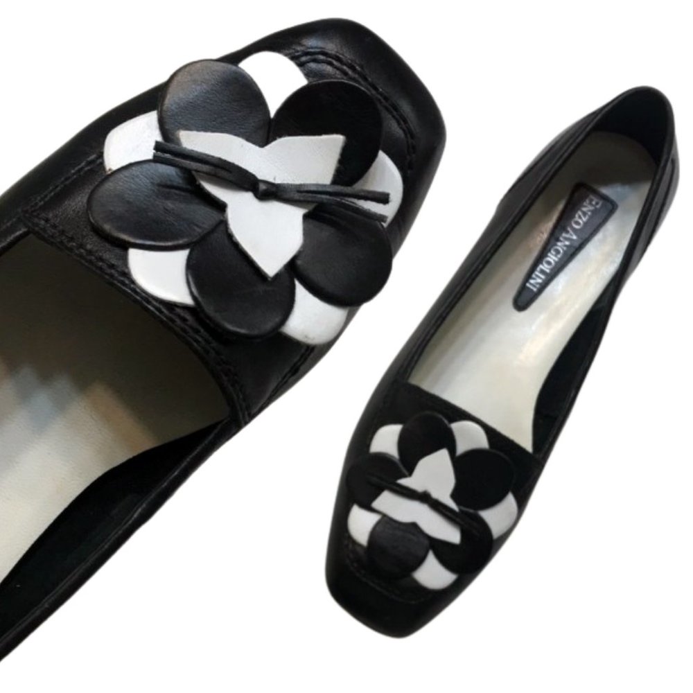 Enzo Angiolini Leather Color Block layered Loafer Flats